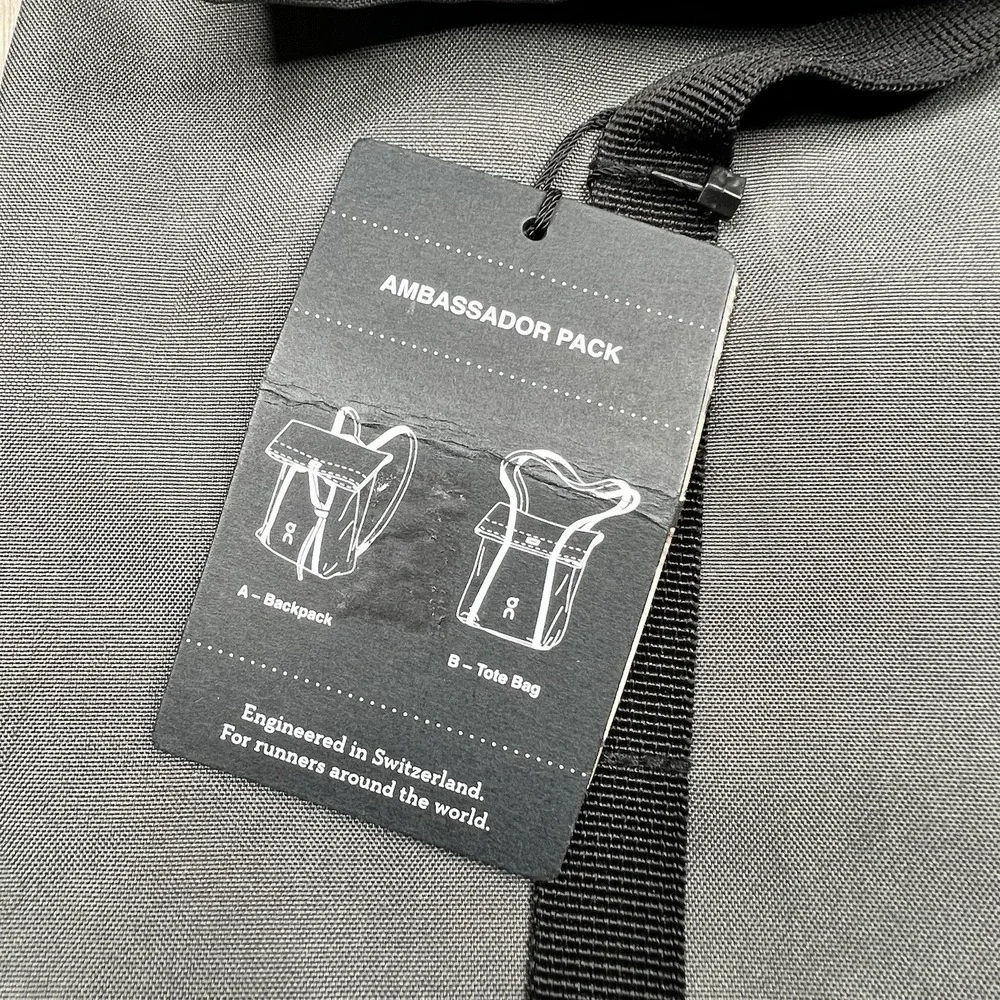 On Cloud Ambassador Backpack Tote Running Bag Unisex Shadow NWT
